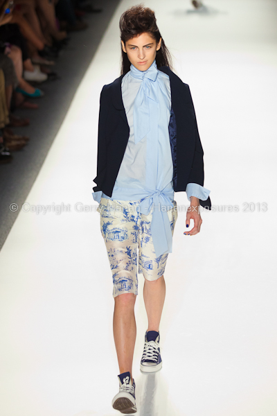 A model on the runway at the Ruffian SS2013 show at New York Mercedes-Benz Fashion Week.