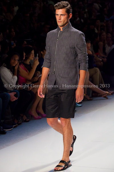 A model on the runway at the Vlov Qingqing Wu SS2013 show at New York Mercedes-Benz Fashion Week.