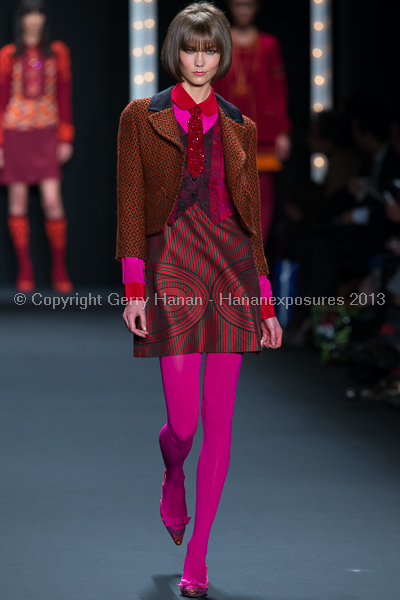 Karlie Kloss walking for Anna Sui FW2013 during New York Fashion Week.