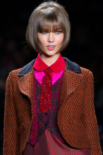 A model on the runway walking for the Anna Sui FW2013 show during Mercedes-Benz New York Fashion Week at the Lincoln Center in Manhattan, New York City.. Please email us to buy this image for online or print use of any nature for any length of time.