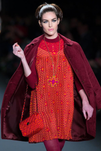 A model on the runway walking for the Anna Sui FW2013 show during Mercedes-Benz New York Fashion Week at the Lincoln Center in Manhattan, New York City.. Please email us to buy this image for online or print use of any nature for any length of time.