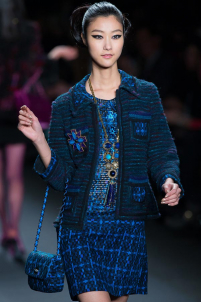 A model on the runway walking for the Anna Sui FW2013 show during Mercedes-Benz New York Fashion Week at the Lincoln Center in Manhattan, New York City.. Please email us to buy this image for online or print use of any nature for any length of time.