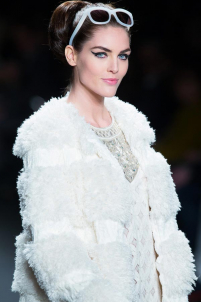 A model on the runway walking for the Anna Sui FW2013 show during Mercedes-Benz New York Fashion Week at the Lincoln Center in Manhattan, New York City.. Please email us to buy this image for online or print use of any nature for any length of time.