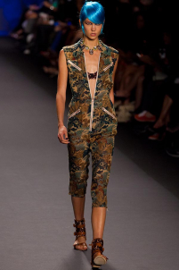 A model on the runway walking for the Anna Sui SS2013 show during Mercedes-Benz New York Fashion Week at the Lincoln Center in Manhattan, New York City.. Please email us to buy this image for online or print use of any nature for any length of time.