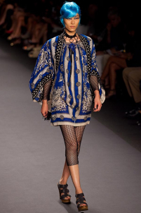 A model on the runway walking for the Anna Sui SS2013 show during Mercedes-Benz New York Fashion Week at the Lincoln Center in Manhattan, New York City.. Please email us to buy this image for online or print use of any nature for any length of time.