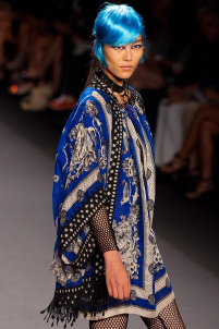 A model on the runway walking for the Anna Sui SS2013 show during Mercedes-Benz New York Fashion Week at the Lincoln Center in Manhattan, New York City.. Please email us to buy this image for online or print use of any nature for any length of time.