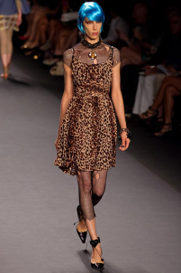 A model on the runway walking for the Anna Sui SS2013 show during Mercedes-Benz New York Fashion Week at the Lincoln Center in Manhattan, New York City.. Please email us to buy this image for online or print use of any nature for any length of time.