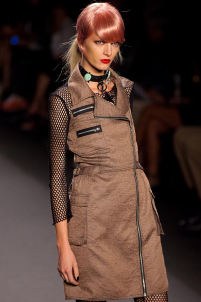 A model on the runway walking for the Anna Sui SS2013 show during Mercedes-Benz New York Fashion Week at the Lincoln Center in Manhattan, New York City.. Please email us to buy this image for online or print use of any nature for any length of time.