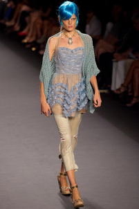 A model on the runway walking for the Anna Sui SS2013 show during Mercedes-Benz New York Fashion Week at the Lincoln Center in Manhattan, New York City.. Please email us to buy this image for online or print use of any nature for any length of time.